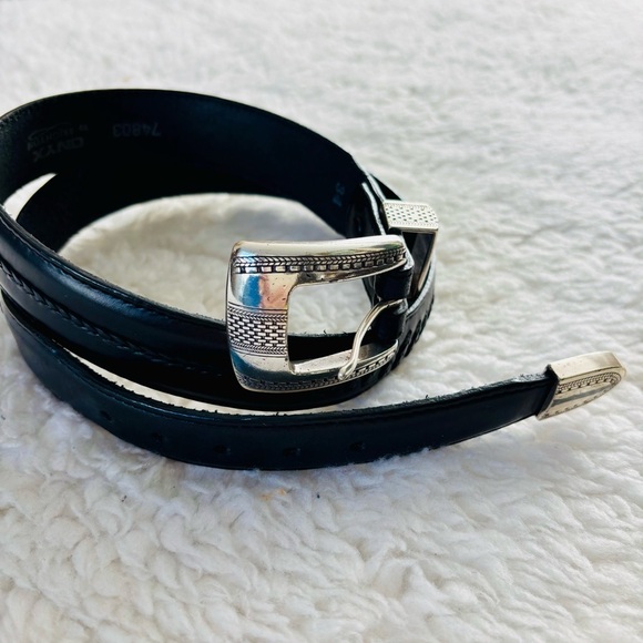 Onyx Other - Onyx Black w/ braided Accent Leather with Silver Buckle Belt size 34